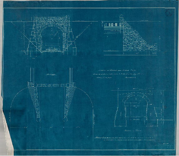 Plan, Design for tunnels under driving roads crossing line of Gravity R.R. Fairmount Park, Philadelphia. Drawing No. 18105 Wilson Brothers & Co.