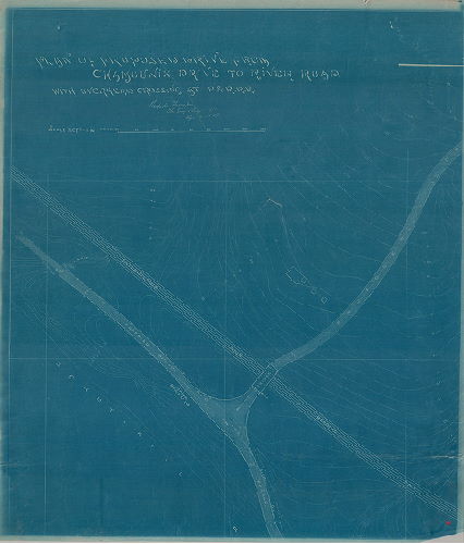 Plan, Plan of proposed drive from Chamounix Drive to River Road with overhead crossing at P.&R.R.R. [Part 1]