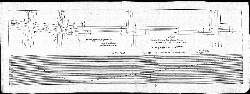 Plan, Plan for the Germantown Pass. Rwy. Co. showing re-location of track on Eighth Street from Callowhill St. to Buttonwood St. [Approved by Board of Surveyors Oct. 5, 1903]