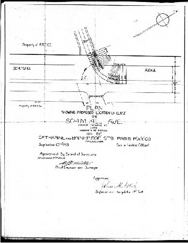 Plan, Plan showing proposed location of curve on Schuylkill Ave. opposite Catharine St. into property of P.R.T. Co. for the Catharine and Bainbridge Sts. Pass. R'w'y. Co.