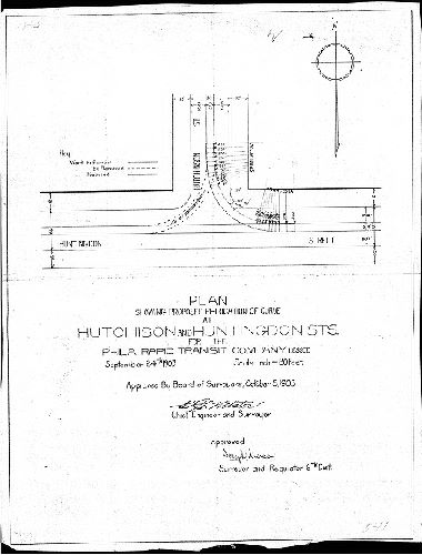 Plan, Plan showing proposed re-location of curve at Hutchinson and Huntingdon Sts. for the Phila. Rapid Transit Company, Lessee [Approved by Board of Surveyors Oct. 5, 1903] 