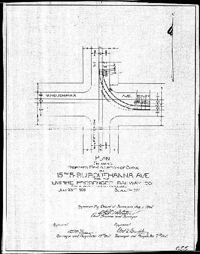 Plan, Plan showing proposed re-location of curve at 15th and Susquehanna Ave. for the Empire Passenger Railway Co., Phila. Rapid Transit Co., Lessee