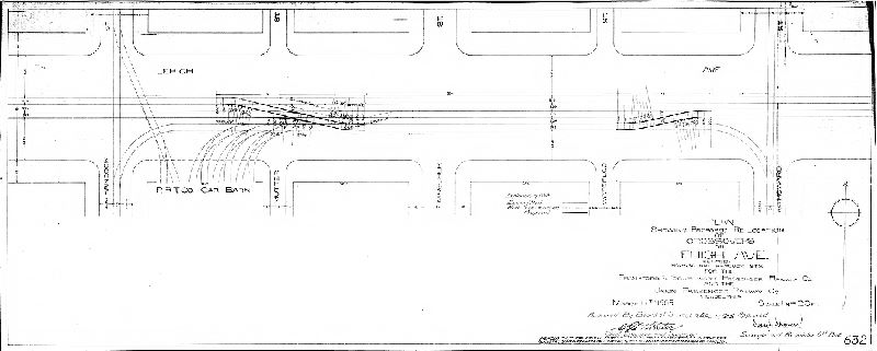 Plan, Plan showing proposed re-location of crossovers on Lehigh Ave. between Howard and Hancock Sts. for the Frankford and Southwark Passenger Railway Co. and the Union Passenger Railway Co. [Approved by Board of Surveyors April 17, 1905]