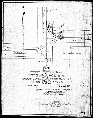 Plan, Plan showing proposed location of curve at 22nd & Wallace Sts. for the Green and Coates Sts. Pass. R'w'y. Co. and the Union Pass. Railway Co., Philadelphia [Approved by Board of Surveyors Dec. 4, 1905]