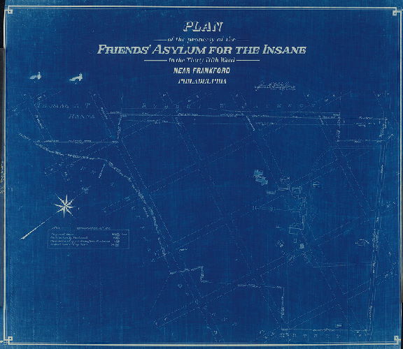 Plan (alternate image), Plan of the property of Friends Asylum for the Insane in the Thirty-fifth Ward near Frankford, Philadelphia 