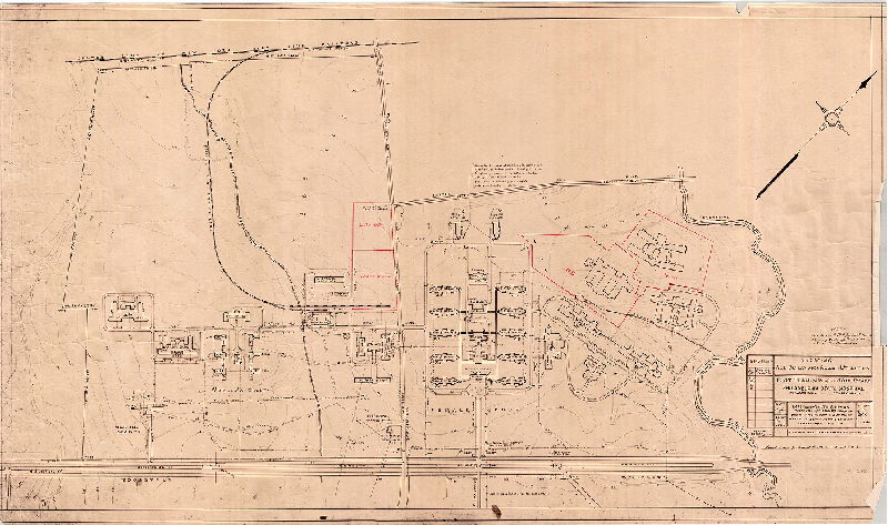 Plan, Plot Plan - Northwest of the [Roosevelt] Boulevard. Philadelphia State Hospital [Byberry], Philadelphia, Pennsylvania. Showing all buildings, roads & utilities. March 6, 1942. Revised to 1950.