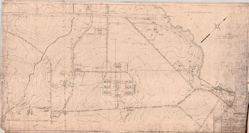 Plan, Plot plan - Southeast of the [Roosevelt] Boulevard. Philadelphia State Hospital [Byberry] showing all buildings, roads & utilities. March 6, 1942. Revised to 1949.