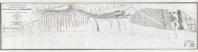 Plan (alternate image), U.S. Coast and Geodetic Survey. T. C. Mendenhall, Superintendent. Water Front of the City of Philadelphia from Erie Avenue to Susquehanna Avenue. Surveyed under the direction of R. M. Bache, Assistant, by Neville B. Craig. Drawn under the direction of the City by A. E. Harvey, C. M. Broughton and J. H. Hutchinson in July, August and September 1890. Scale 1:1200