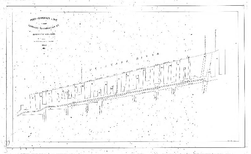 Plan, Plan of Port Warden’s line on the Delaware River from Lombard to Christian Street. Survey of Nov. 1889. [From 90.14 Index, page 451: "Line as fixed by Act of Assembly approved February 27, 1854 and ordinance of Councils approved December 4, 1856."]