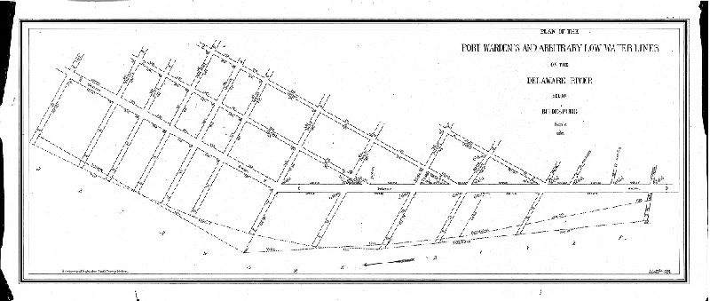Plan, Plan of Port Warden’s and arbitrary low water lines on the Delaware River below Bridesburg. July 30, 1894. [From City Archives Record Group 90.14 Index p. 451: "John H. Webster"]