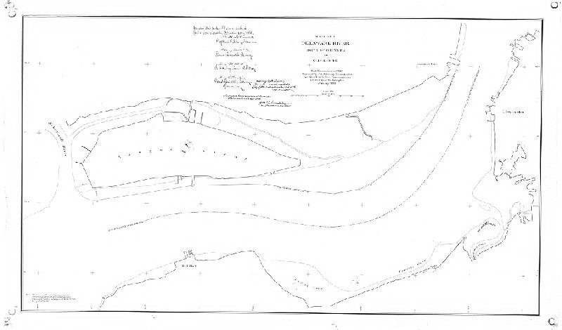 Plan, Sheet No. 1. Delaware River, mouth of Schuylkill to Gloucester. Port Warden lines of 1886. Prepared by U.S. Advisory Commission for Board of Harbor Commissioners of the City of Philadelphia, January 1886. Approved by Board of Harbor Commissioners ... March 4, 1886. Approved by ordinance of Councils ... May 18, 1886