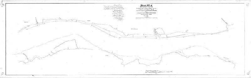 Plan, Sheet No. 4. Delaware River, Bridesburg to Poquessing Creek. Port Warden line recommended by U. S. Advisory Commission and adopted by the Harbor Commissioners September 23, 1887. February 8, 1888 transmitted to the Harbor Commissioners to accompany the geographical description, in accordance with their resolution passed September 23, 1887