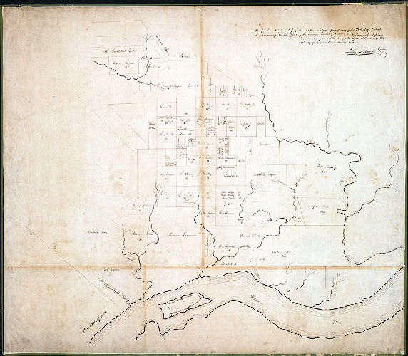 Plan, A copy of an original map of the Northern Liberties, found among the Proprietary Papers and remaining in the Office of the Surveyor General of Penna. . . . [Copy made] 1850. John Laporte, S.G. [Surveyor General] 
