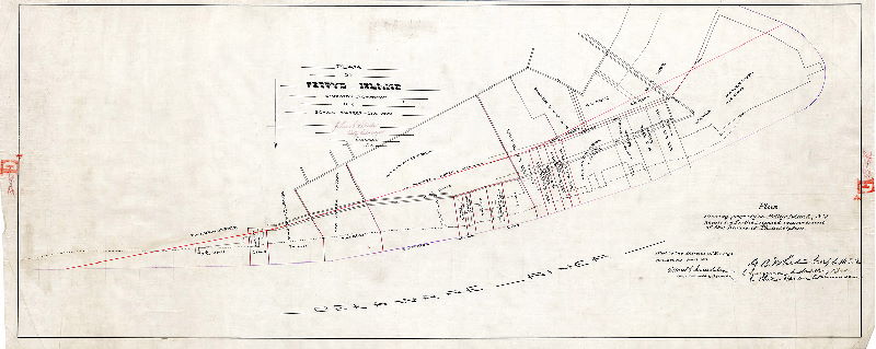 Plan, Plan of Pettys Island, Stockton Township, N.J. Plan showing property on Petty's Island necessary for the proposed improvements of the harbor in Philadelphia.