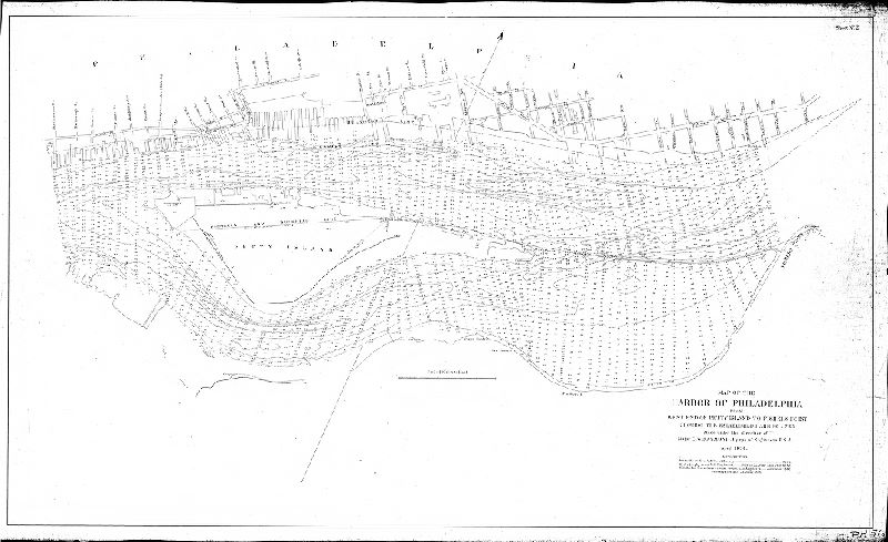 Plan, Sheet No. 2. Map of the Harbor of Philadelphia from west end of Petty Island to Fishers Point showing the established harbor lines. Made under the direction of Major C. W. Raymond, Corps of Engineers, USA. April 1894. [Second of two sheets]