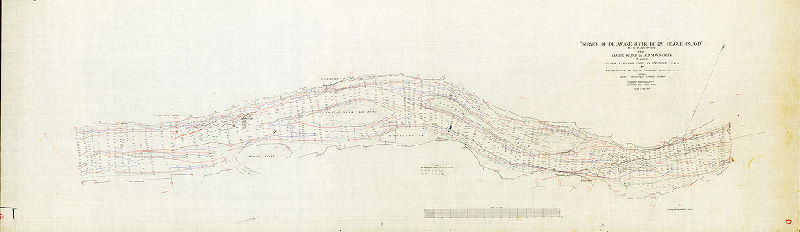 Plan (alternate image), Survey of Delaware River below League Island (R. & H. [River and Harbors] Act, June 18th, 1879) from League Island to Oldman's Creek, by order of J. N. Macomb, Corps of Engineers, U.S.A., by William Ludlow, Captain of Engineers, Bvt. Lt. Col. U.S.A. … April and May 1879