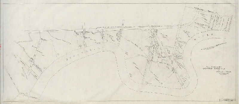 Plan (alternate image), Registered property owners on west bank of Schuylkill River [from Chester Branch of the Reading Railroad to the Penrose Ferry Bridge]. Samuel S. Baxter, Asst. Engineer, Jan. 6, 1937. 1' = 200'. 
