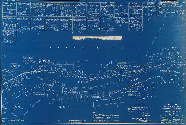 Plan, Delaware River Harbor Lines. Marcus Hook, Pa. to Philadelphia, Pa. Resurveyed 1939. In six sheets. U.S. Engineer Office. May 25, 1940. 6. Frankford Creek to Poquessing Creek.