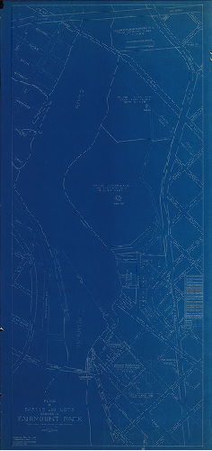 Plan (alternate image), Plan of farms and lots included in Fairmount Park. East Park, south of Connecting R.R. Bridge above Girard Avenue. Compiled by J. W. Bowley 1937. 