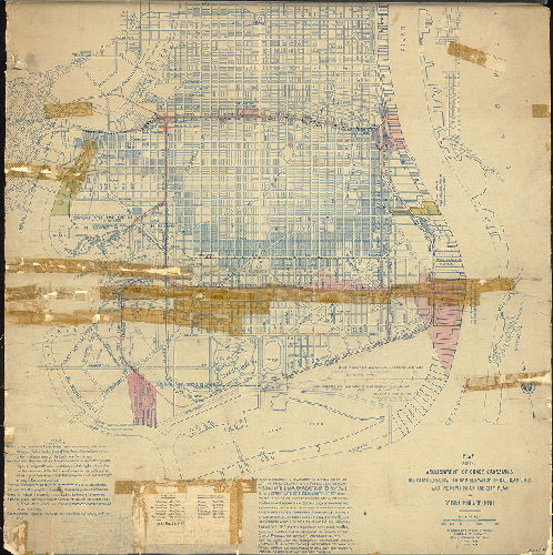 Plan (alternate image), Plan for the abolishment of grade crossings, the change, relocation and elevation of railroad lines and the revision of the city plan in South Philadelphia. Department of Public Works, Bureau of Surveys, Grade Crossing Division. Nov. 1922. Feb. 1925. []