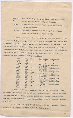 p. 4, ZZ. Report of Commission to ascertain boundary lines between Philadelphia and Delaware Counties. Filed Jan. 20, 1905