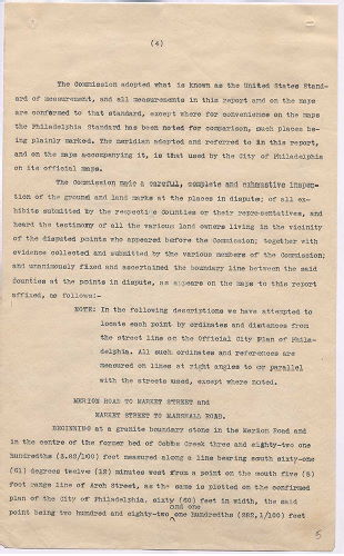 p. 5, ZZ. Report of Commission to ascertain boundary lines between Philadelphia and Delaware Counties. Filed Jan. 20, 1905