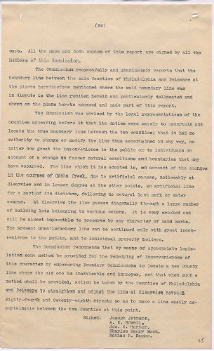 p. 25, ZZ. Report of Commission to ascertain boundary lines between Philadelphia and Delaware Counties. Filed Jan. 20, 1905