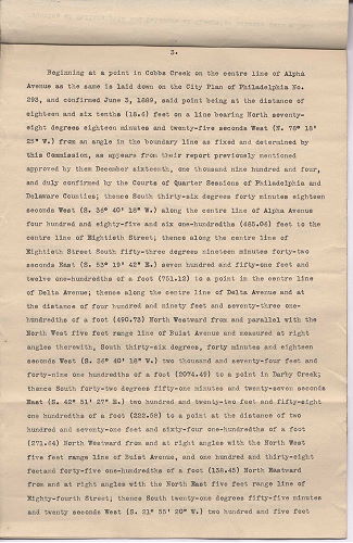 p. 32, ZZ. Report of Commission to ascertain boundary lines between Philadelphia and Delaware Counties. Filed Jan. 20, 1905