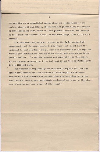 p. 34, ZZ. Report of Commission to ascertain boundary lines between Philadelphia and Delaware Counties. Filed Jan. 20, 1905