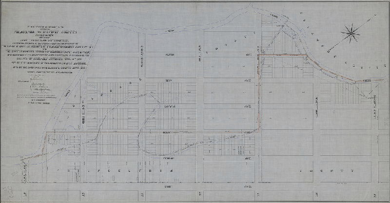 Plan, Plan of boundary line between Philadelphia and Delaware Counties. Clearview section, Seventy-eighth St. and Eighty-fourth St. as surveyed fixed and determined by the Commission appointed by the Court of Quarter Sessions of Philadelphia County June 10th 1902 and the Court of Quarter Sessions of Delaware County June 16th 1902... showing also the former line abandoned. [See RC-ZZ-3 for similar]