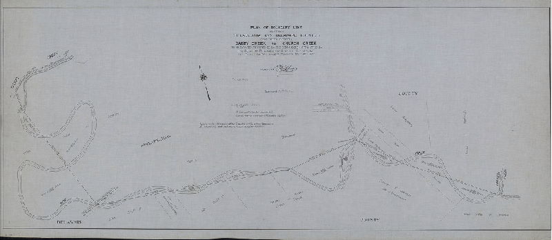 Plan, Plan of boundary line between Philadelphia and Delaware Counties. Bow Creek section. Darby Creek to Church Creek as surveyed and marked by the Commission appointed by the Court of Philadelphia County May 13th 1927 [and] the Court of Delaware County May 13th 1927.