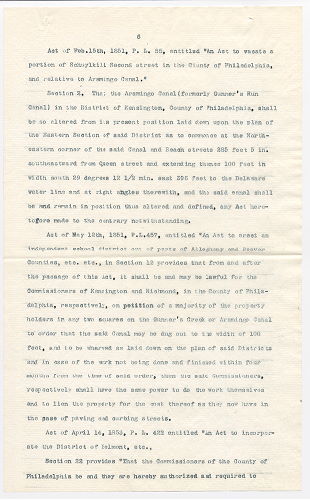 p. 6, Brief on the Aramingo Canal, formerly Gunner's Run and Canal