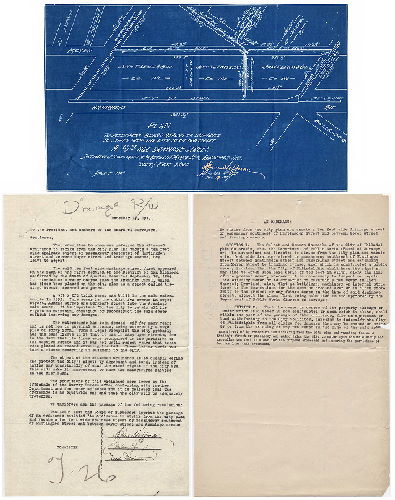 Plan, Plan to accompany Board report on ordinance to strike from the city plan and vacate a 10 ft. wide drainage street southwest of Huntingdon St. and between Moyer St. and Aramingo Ave. Thirty-first Ward. [Report of Board of Surveyors is attached]