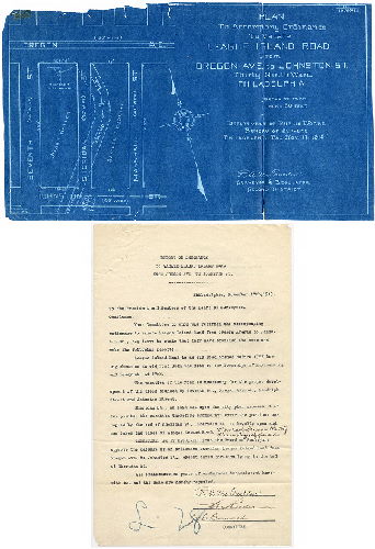 Plan, Plan to accompany ordinance to vacate League Island Road from Oregon Ave, to Johnson St., Thirty-ninth Ward, Philadelphia. [Report on ordinance attached]