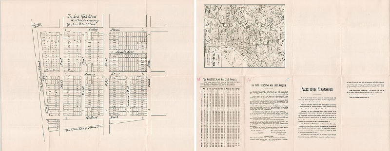 Plan, The North Fifth Street Real Estate Company. Office No. 514 Walnut Street [Two-sided, eight-fold brochure. Front and back presented side by side]