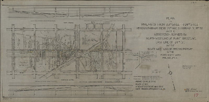 Plan, Plan of McKean St. from 23rd Street to 24th Street, McKean Parkway from 24th and Snyder Ave. to 28th St., and the intersection bounded by northwest line of Point Breeze Ave, east line of 24th St., and the southwest line of McKean Parkway, in the Forty-eighth Ward, Philadelphia. D-17, No. 20