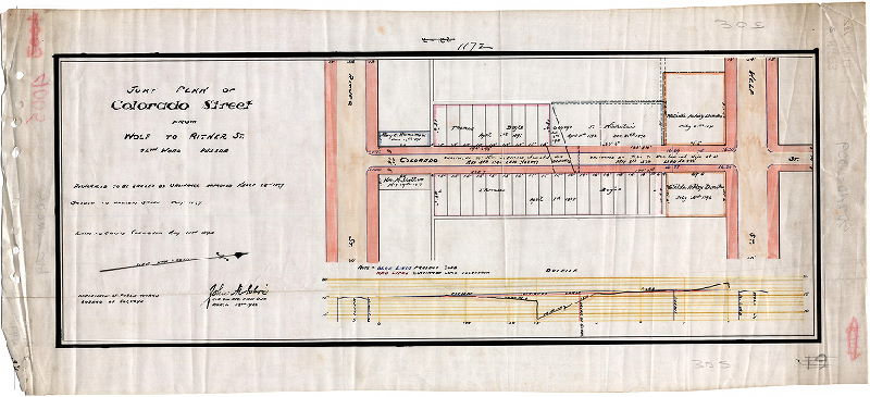 Plan, Jury plan of Colorado Street from Wolf to Ritner St.