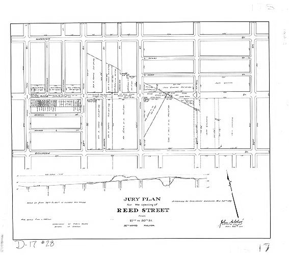 Plan, Jury plan for the opening of Reed Street from 27th to 30th St., 36th Ward Philada. D-17, No. 28
