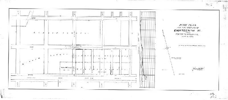 Plan, Jury plan for the opening of Eighteenth St. from Porter to Oregon Ave., 26th and 36th Wards. 