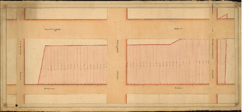 Plan, [No title: On reverse: "Joshua Lippincott property. 2nd St., Washington Ave., Clearfield to Westmoreland St."]