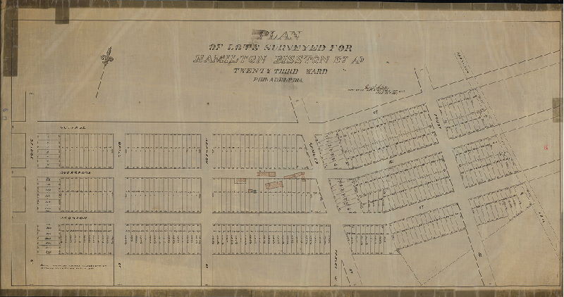 Plan, Plan of lots surveyed for the Hamilton Disston et. Al., Twenty-third Ward, Philadelphia. G. S. Webster, Surveyor and Regulator 10th Dist, July 18th 1887.