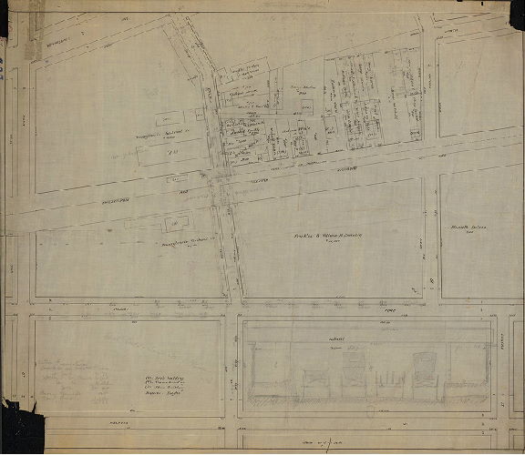 Plan, [No title. On reverse: "Church St. from Torresdale to Melrose." Probably plan for grade crossing elimination at this location.]