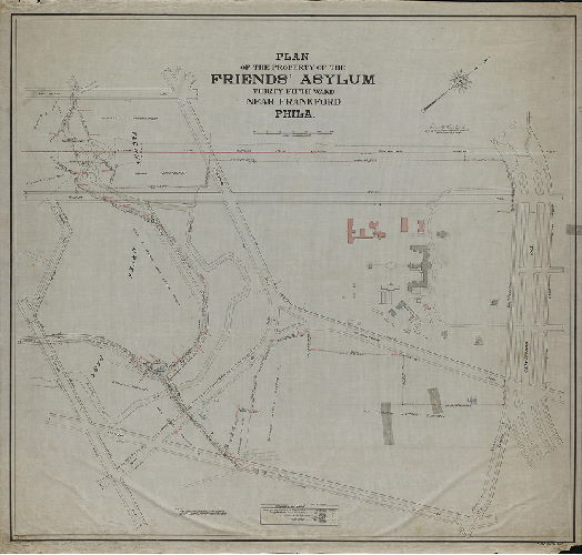 Plan, Plan of the property of Friends Asylum, Thirty-fifth Ward near Frankford, Philadelphia