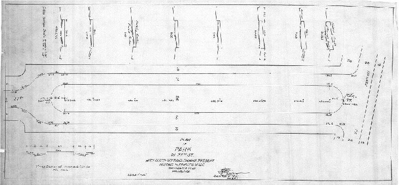 Plan, Plan of Park in 27th St. with cross sections showing present surface and finished grade. Thirty-eight Ward, Philadelphia [Garden street]
