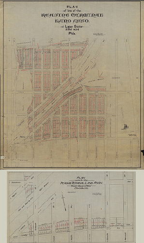 Plan, Plan of lots of the Reading Terminal Land Association near Logan Station, 22nd Ward, Phila. Walter Brinton, Sur. & Reg. 5th Dist., June 25, 1892. [Attached plan: Plan made for the Reading Terminal Land Ass'n 22nd Ward, Phila. Walter Brinton, Sur. & Reg. 5th Dist., August 23, 1894. 18 x 32] 