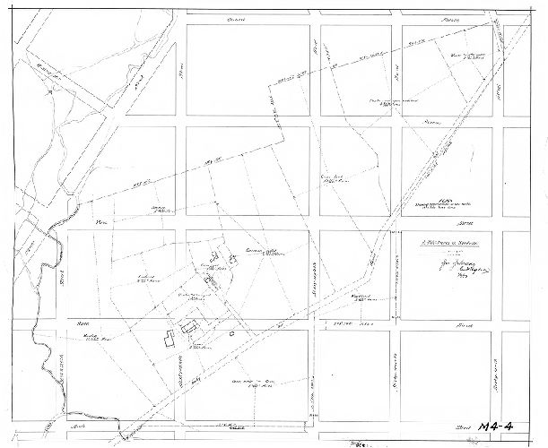 Plan, Plan showing approximate areas within division fence lines. 2-323/1000 acres in roadways. [Farm property or properties in West Philadelphia near Indian Creek]