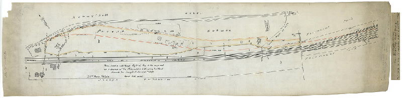 Plan, Plan showing additional right of way to be acquired for a branch of the Philadelphia & Reading Rail Road through the Joseph Rubincam Estate. 24th Ward Philada. Area 3.05 acres. [On reverse: "Case 1, Box 10B, No. 435."]