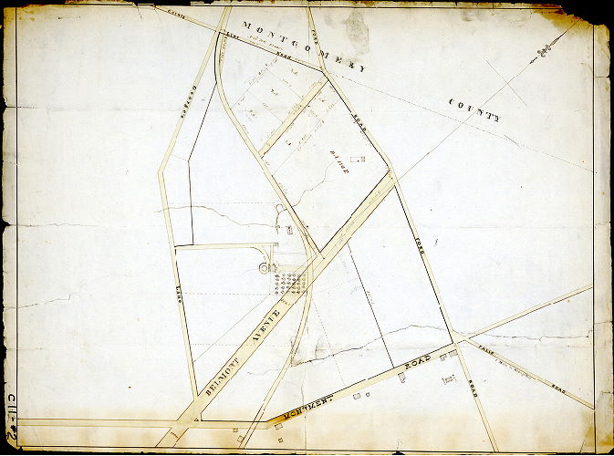 Plan, [No title. Plan showing farm near Monument Road and Ford Road in West Philadelphia.]