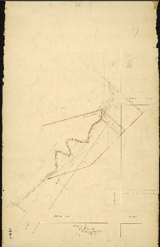 Plan, [No title. Indian Creek through Samuel Rhoads and James Wolfenden properties. On reverse: C.I. Box 9B, 387]
