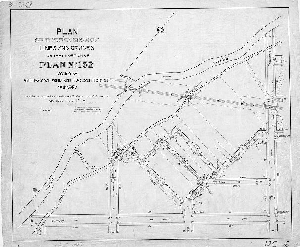 Plan, Plan of the revision of lines and grades on that portion of Plan No. 152 bounded by Greenway Ave., Cobbs Creek & Seventieth St., 40th Ward. Made in accordance with an ordinance of Councils approved March 3rd, 1901. 